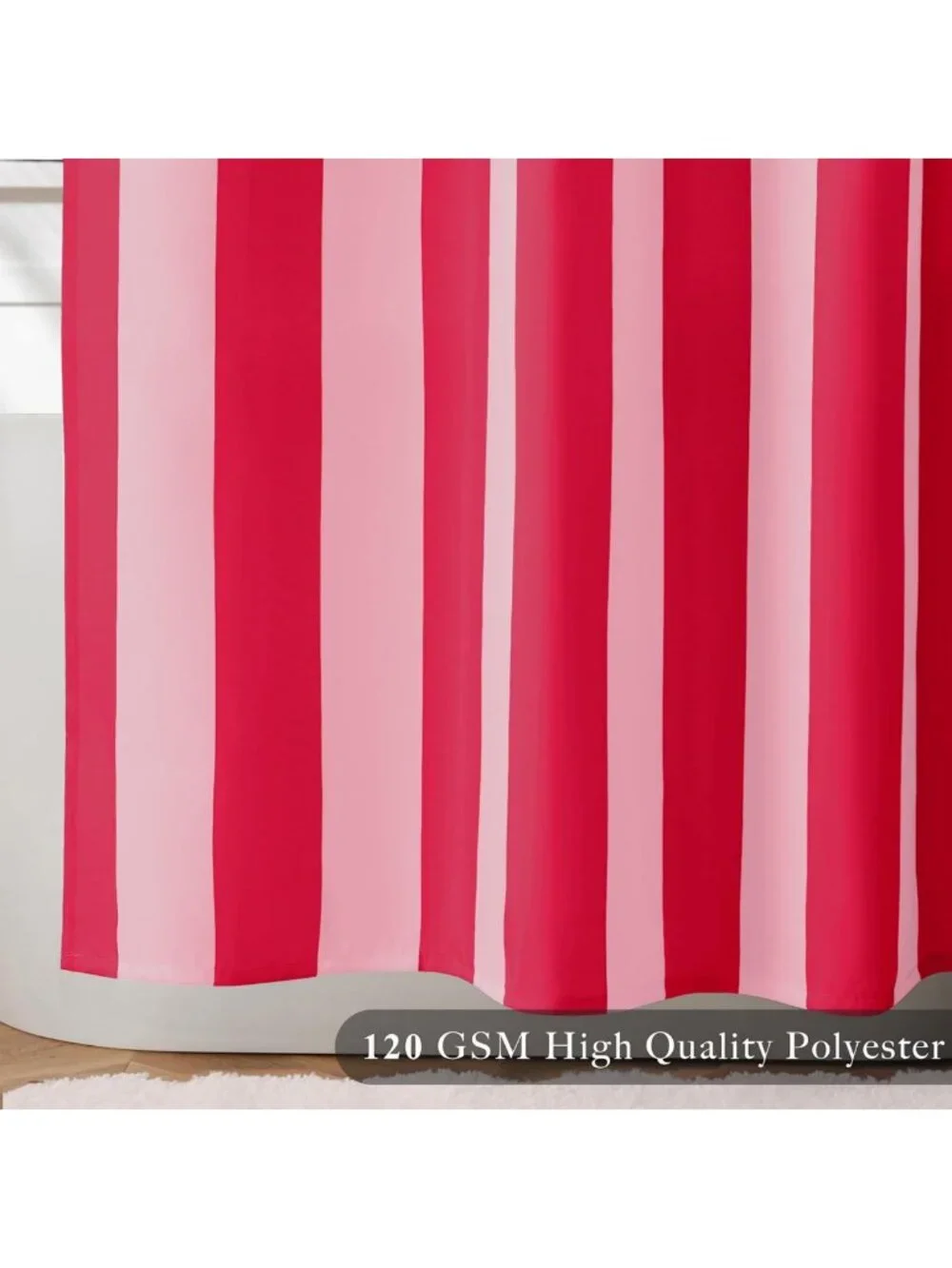 Cute Retro Vertical Striped Shower Curtain, Waterproof 72x72 Farmhouse Decor